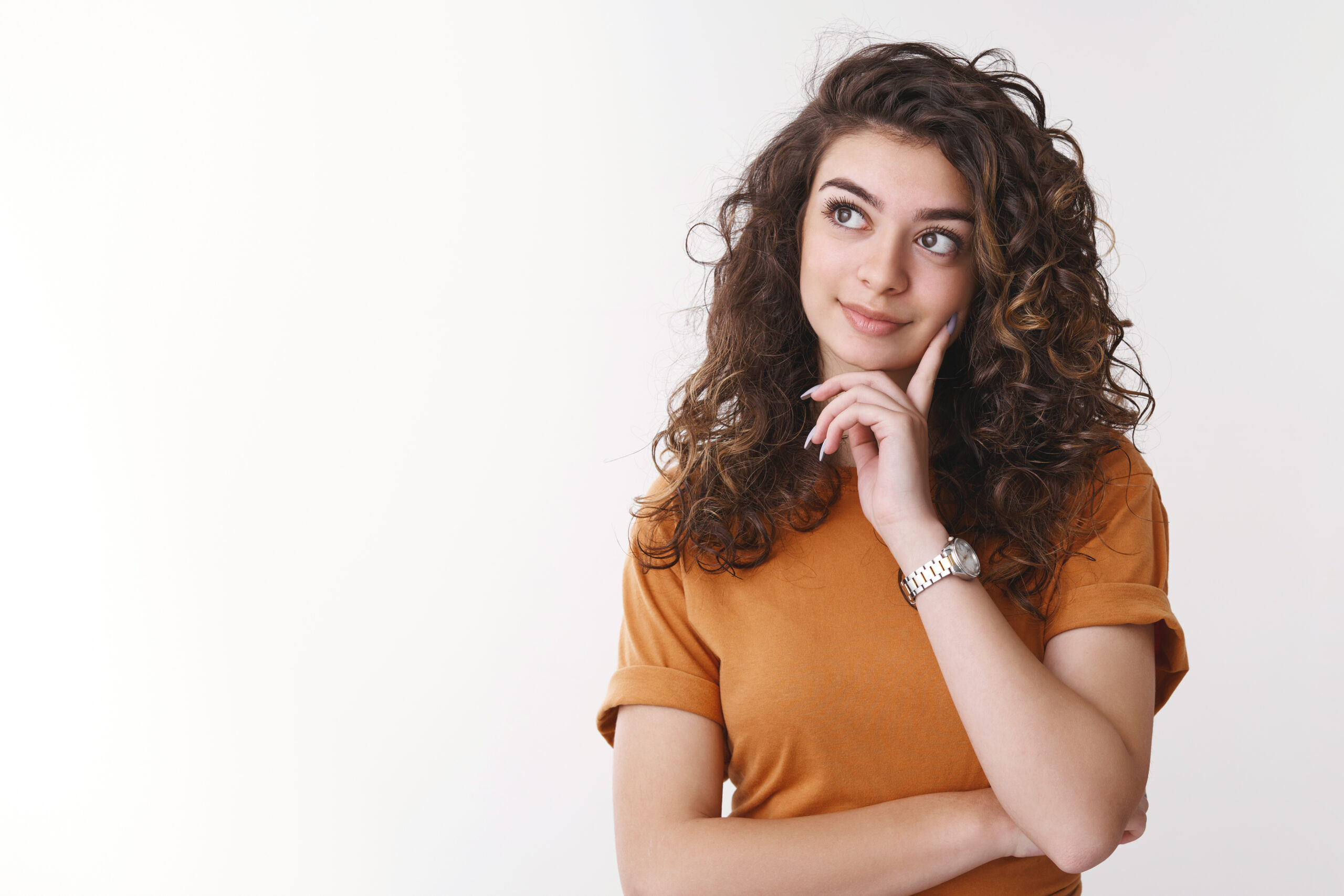 Happy woman resting on couch